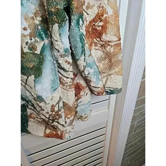 Alfred Dunner Ladies Fall Open Jacket Size 20W Sequined Lined Floral Print - Picture 8 of 10